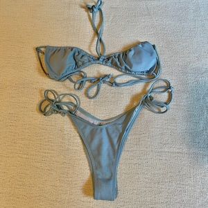 zaful light blue 2 piece bathing suit